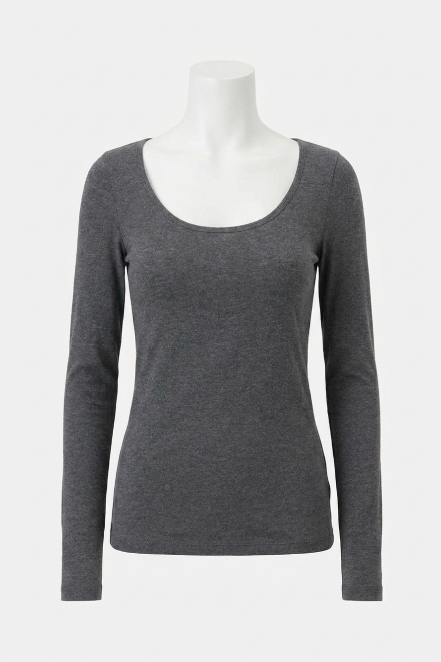 NEW CLOSED modal-cashmere blend long sleeve top in dark gray